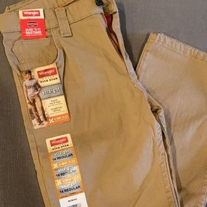 NWT BOYS 14 wrangler straight beige adjustable